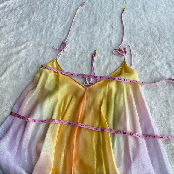 Rococo Sand Zale V-neck Yellow Blue A-Line Maxi Dress S - Picture 3 of 15